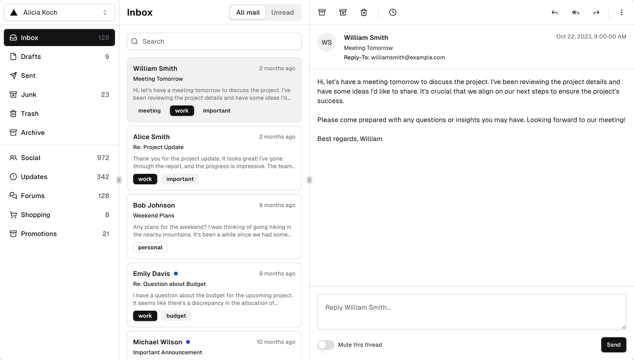 Mail - Light mode preview